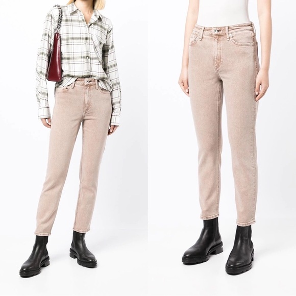 rag & bone • Nina High-Rise Cigarette jean slim straight leg Rose Glitz pink - Picture 6 of 11